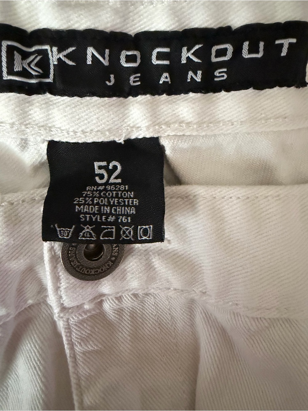 Men’s Knockout Jeans White Cotton Blend Shorts 54